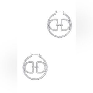 •Daring• Double Logo Textured Hoop Earrings